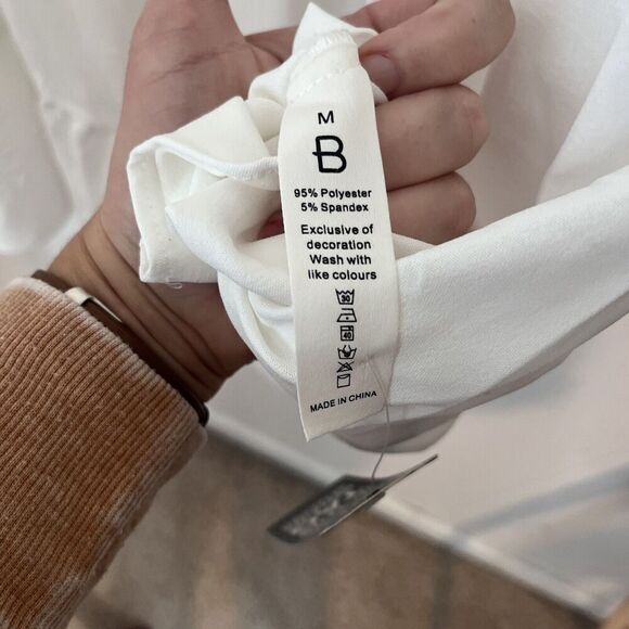 BMJL Swim Cover Up Mini Dress Women Size M White Boho NWT Beachy 3/4 Sleeve - Picture 6 of 7